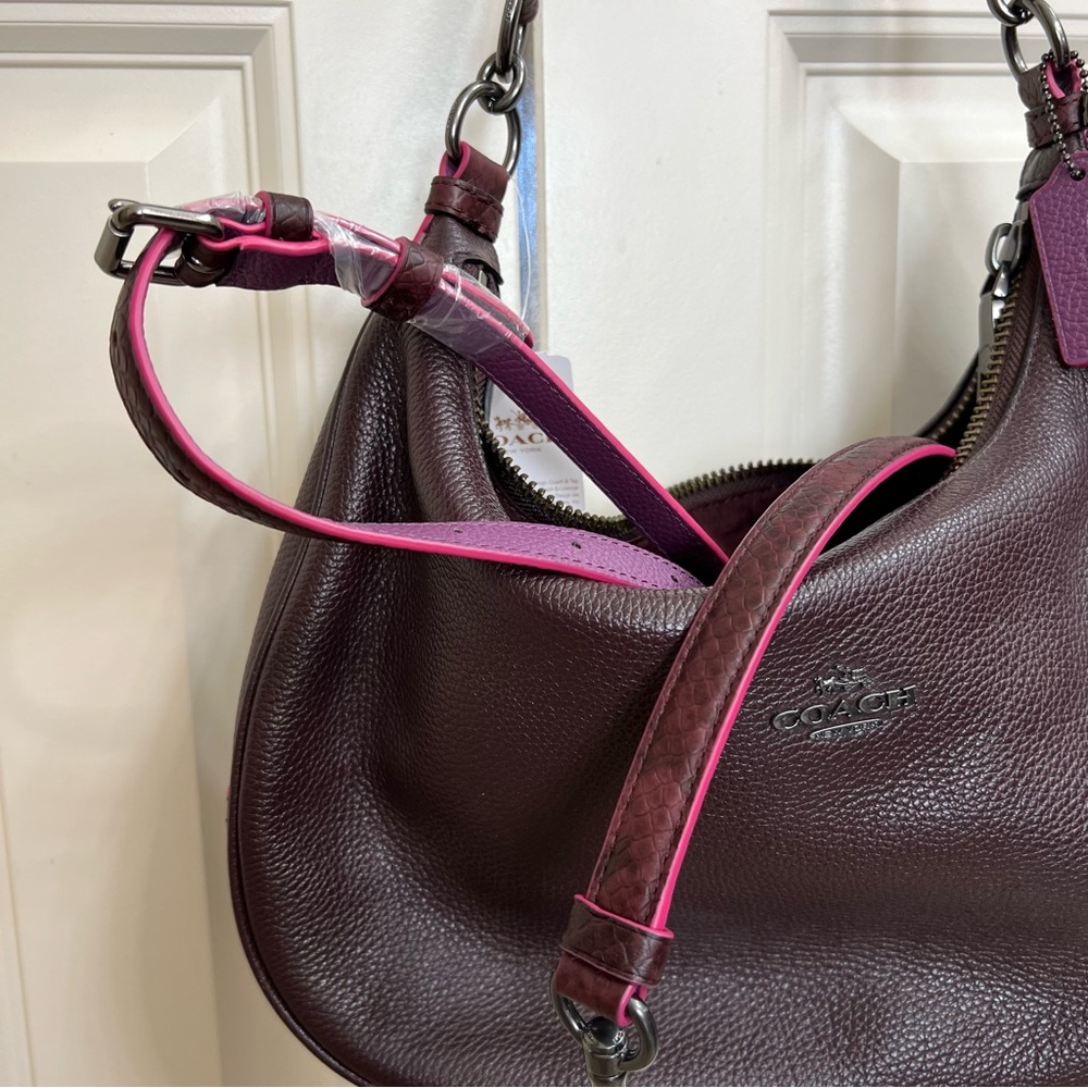 Coach Exotic Trim East West Harley Hobo in Oxblood - Picture 13 of 14